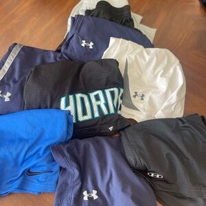 Lot of 9 performance shorts- Under Armour, Nike, Fanatics-